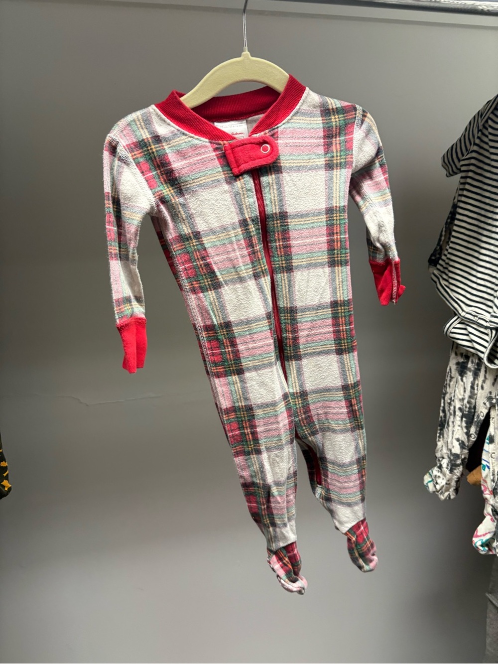 Hanna Andersson Red Plaid Footed One-Piece Pajamas